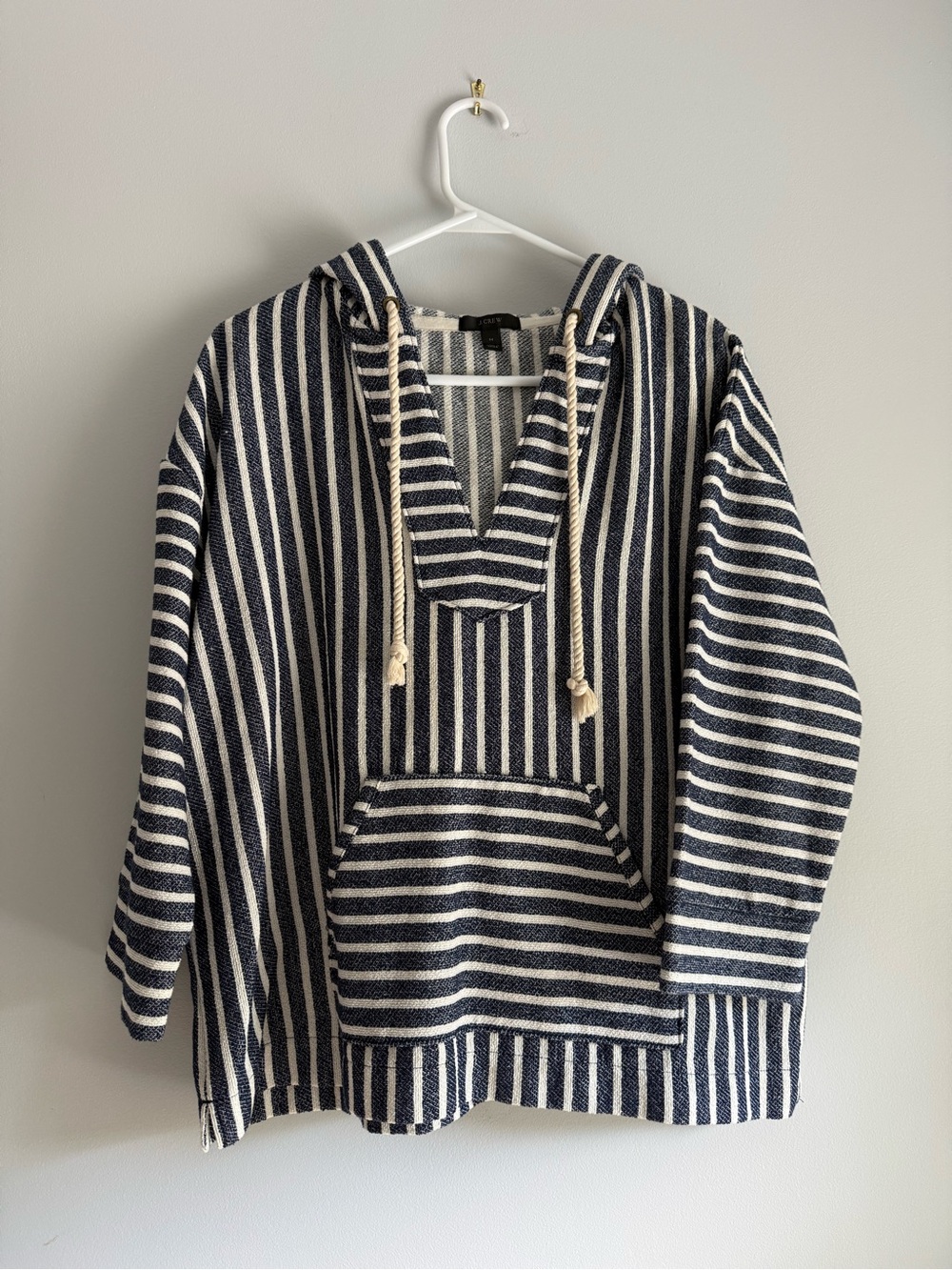 J. Crew Navy and Cream Nautical Striped Knit Pullover